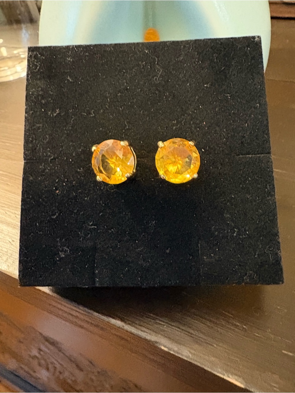 Kate Spade Gold-Tone Amber/Peach Crystal Stud Earrings.